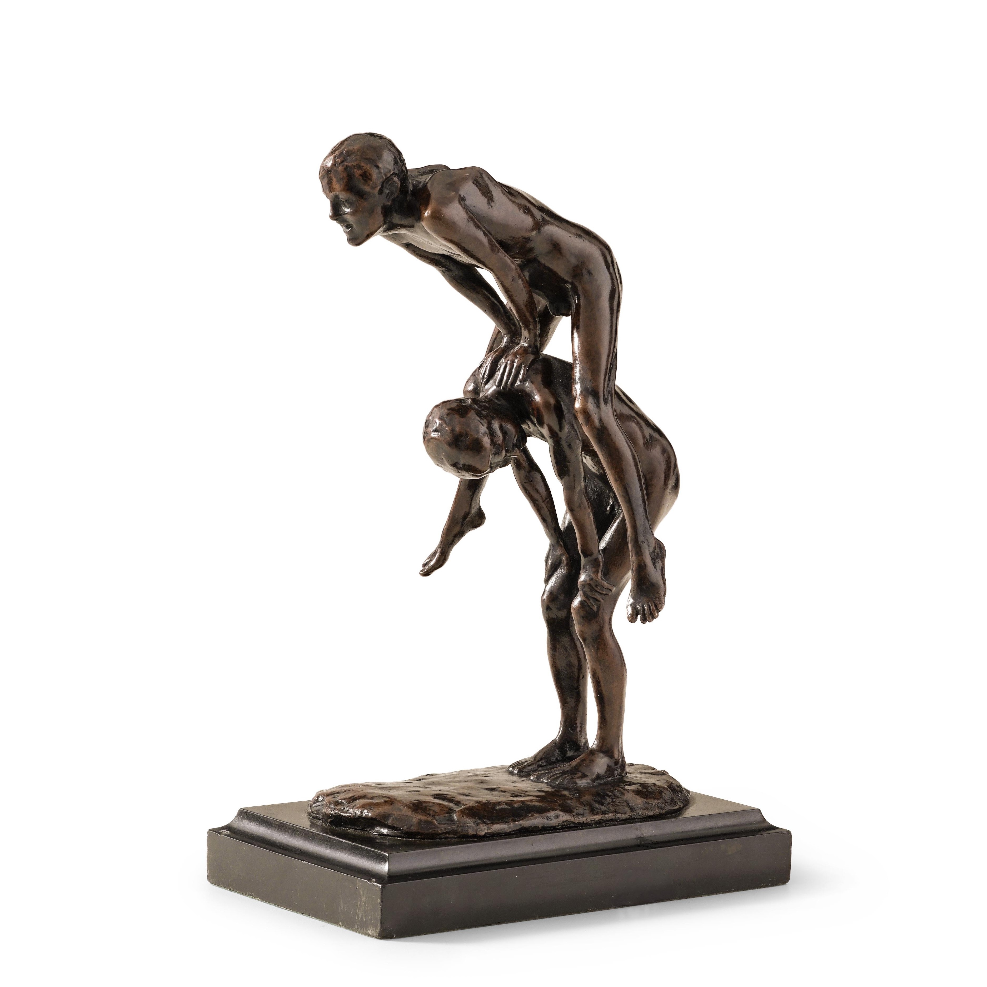 Arthur George Walker - The Leapfroggers, bronzo fuso e patinato con base in marmo