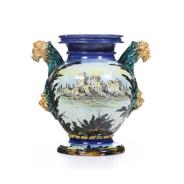 Vaso biansato. Liguria, Albissola o Varazze, Dario Ravano (1876-1961), prima metà del XX secolo.