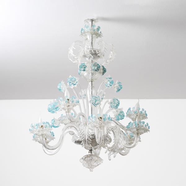 Grande lampadario in vetro di Murano. XX secolo