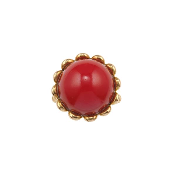 Coral and gold ring