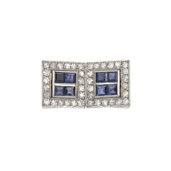 Sapphire, diamond and gold ring