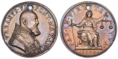 Giacomo Antonio Moro, Medaglia in argento commemorativa: Urbano VIII (Maffeo Barberini di Firenze...