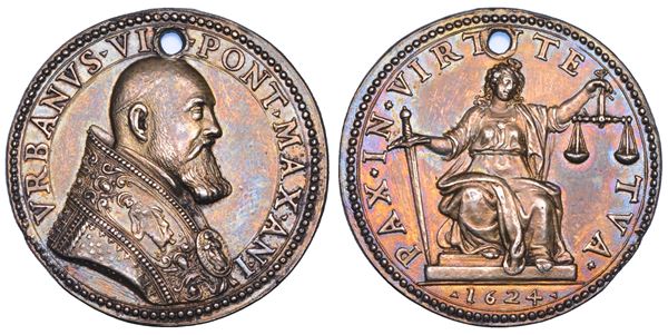 STATO PONTIFICIO. URBANO VIII (Maffeo Barberini di Firenze), 1623-1644. Medaglia in argento 1624/A.I.  Elezione al Pontificato.