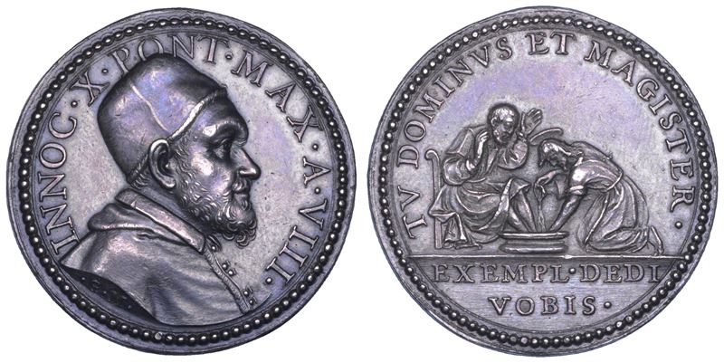 STATO PONTIFICIO. INNOCENZO X (Giovanni Battista Pamphilj ), 1644-1655. Medaglia in argento A. VIII. Lavanda dei piedi del Giovedì Santo.  - Asta Numismatica - Cambi Casa d'Aste
