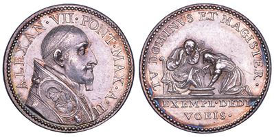 Gaspare Morone, Medaglia in argento commemorativa di Alessandro VII, 1655-1667