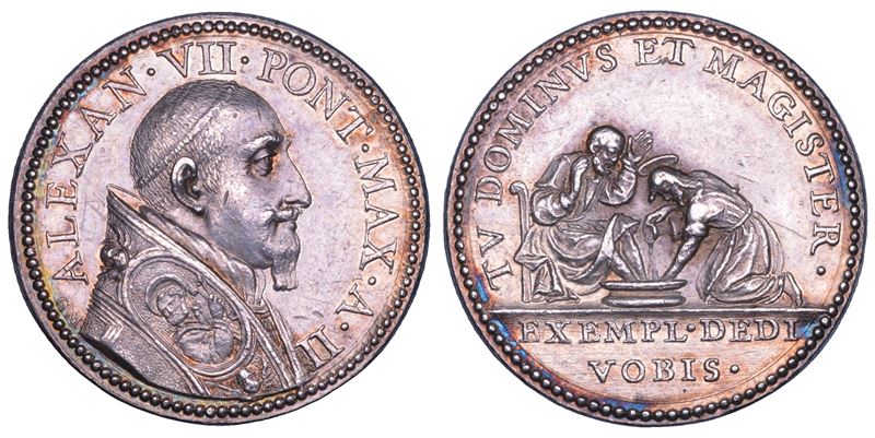 STATO PONTIFICIO. ALESSANDRO VII (Fabio Chigi), 1655-1667. Medaglia in argento A. II. Lavanda dei piedi del Giovedì Santo.  - Asta Numismatica - Cambi Casa d'Aste