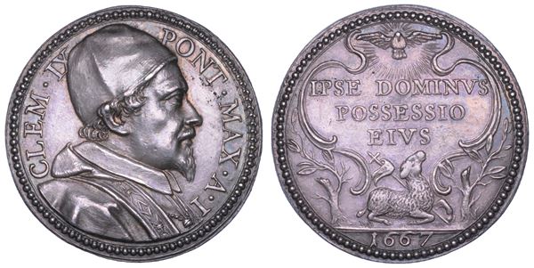 STATO PONTIFICIO. CLEMENTE IX (Giulio Rospigliosi), 1667-1669. Medaglia in argento 1667/A.I. Possesso del Laterano.