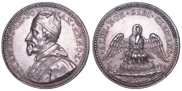 STATO PONTIFICIO. CLEMENTE IX (Giulio Rospigliosi), 1667-1669. Medaglia in argento A. I. Clemenza del Pontefice.