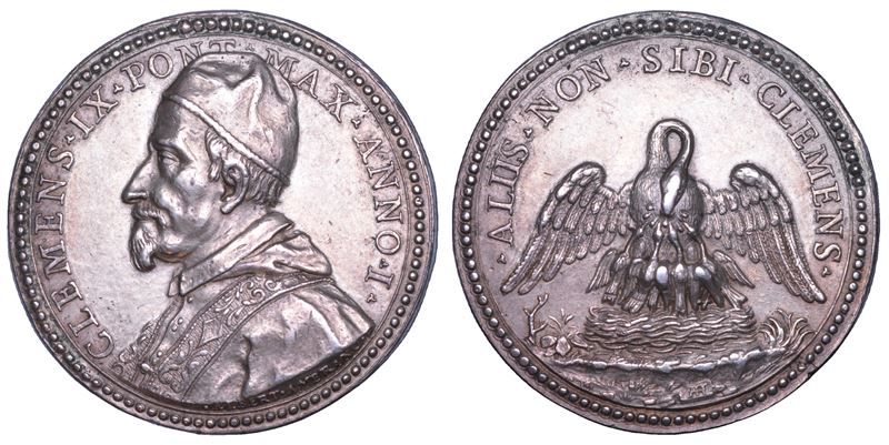 STATO PONTIFICIO. CLEMENTE IX (Giulio Rospigliosi), 1667-1669. Medaglia in argento A. I. Clemenza del Pontefice.  - Auction Numismatics - Cambi Casa d'Aste