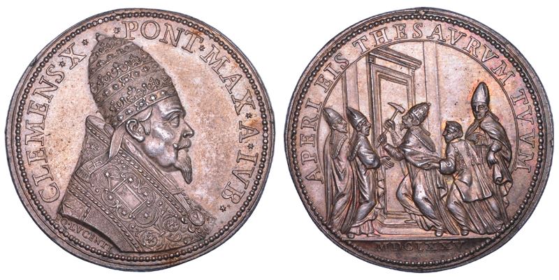 STATO PONTIFICIO. CLEMENTE X (Emilio Altieri), 1670-1676. Medaglia annuale in argento 1675/A.VIB. Apertura della Porta Santa Vaticana.  - Asta Numismatica - Cambi Casa d'Aste