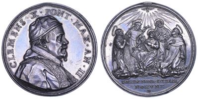 Clemente X (Emilio Altieri), Medaglia in argento commemorativa delle canonizzazioni di cinque san...