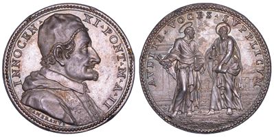 INNOCENZO XI, Medaglia annuale in argento 1678/A per la pace in Europa
