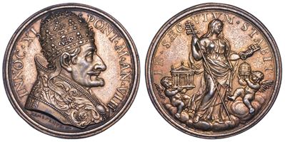 Innocenzo XI (Benedetto Odescalchi), Medaglia annuale in argento dorato, 1684, Alleanza contro i ...