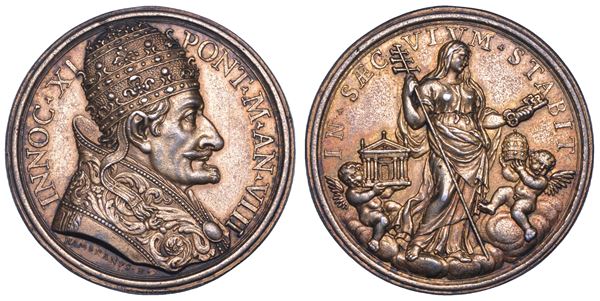 STATO PONTIFICIO. INNOCENZO XI (Benedetto Odescalchi), 1676-1689. Medaglia annuale in argento dorato A. VIII (1684). Alleanza contro i Turchi.