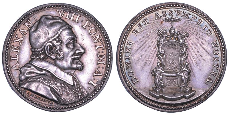 STATO PONTIFICIO. ALESSANDRO VIII (Pietro Ottoboni), 1689-1691. Medaglia annuale in argento A. I (1690). Elezione al pontificato.  - Auction Numismatics - Cambi Casa d'Aste