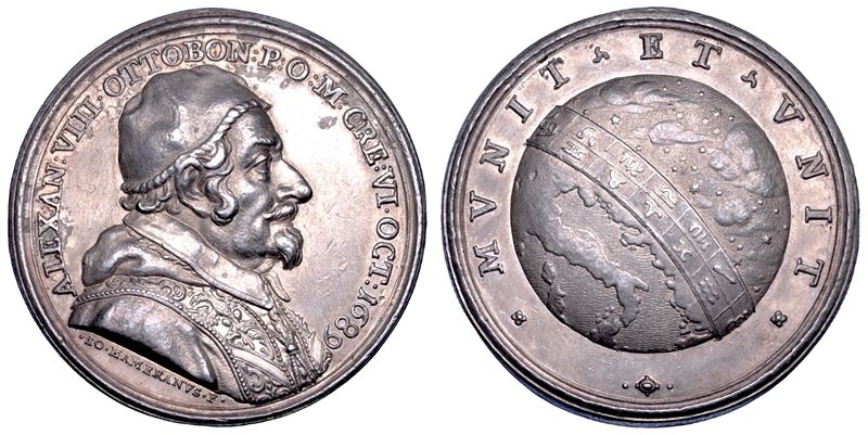 STATO PONTIFICIO. ALESSANDRO VIII (Pietro Ottoboni), 1689-1691. Medaglia in argento 1689 (A. I). Elezione al pontificato.  - Auction Numismatics - Cambi Casa d'Aste