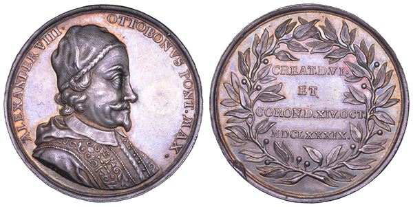 STATO PONTIFICIO. ALESSANDRO VIII (Pietro Ottoboni), 1689-1691. Medaglia in argento 1689 (A. I). Elezione al pontificato.