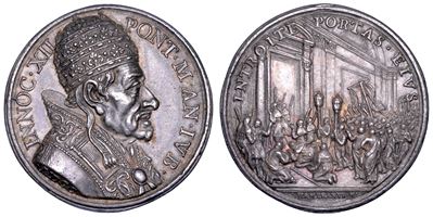 Innocenzo XII (Antonio Pignatelli), Medaglia annuale in argento 1700, Celebrazione del Giubileo