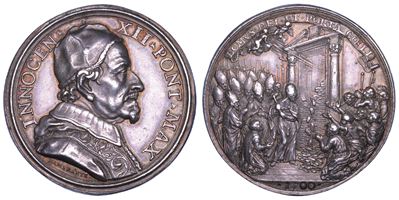 Innocenzo XII (Antonio Pignatelli), Medaglia in argento con apertura della Porta Santa Vaticana, ...