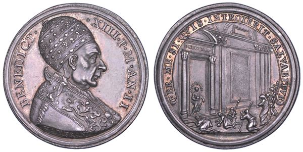 STATO PONTIFICIO. BENEDETTO XIII (Pier Francesco Vincenzo Maria Orsini), 1724-1730. Medaglia annuale in argento 1725/A. II Iub. Celebrazione dell'anno Santo.