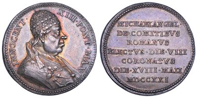Innocenzo XIII (Michelangelo Conti di Poli), Medaglia in argento, Elezione e incoronazione del Po...