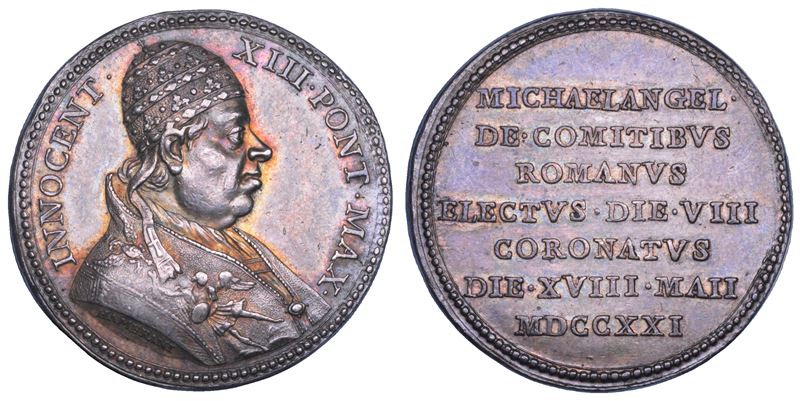 STATO PONTIFICIO. INNOCENZO XIII (Michelangelo Conti di Poli), 1721-1724. Medaglia in argento 1721. Elezione e incoronazione del Pontefice.  - Auction Numismatics - Cambi Casa d'Aste