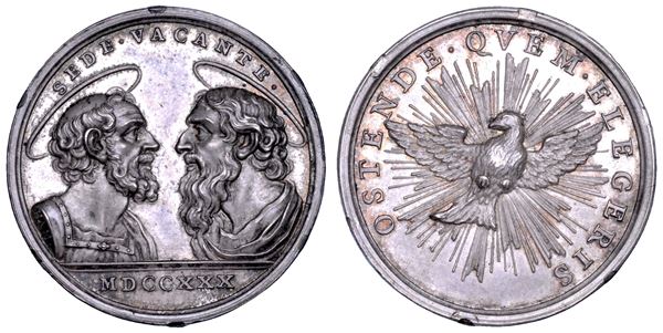 STATO PONTIFICIO. SEDE VACANTE 1730. Medaglia in argento. Emessa per la festività dei Santi Pietro e Paolo del 29 giugno 1730.