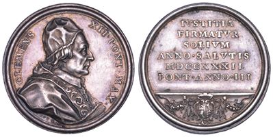 Clemente XII (Lorenzo Corsini), Medaglia in argento, 1732. La giustizia del Pontefice