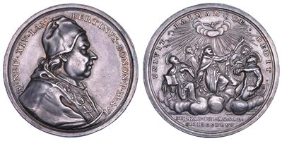 Benedetto XIV (Prospero Lorenzo Lambertini), Medaglia annuale in argento 1746/A. VI. Nuove Canoni...