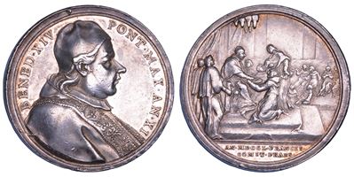 Benedetto XIV, Medaglia annuale in argento, Congresso dei Francescani Osservanti, 1750