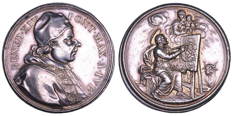 STATO PONTIFICIO. BENEDETTO XIV (Prospero Lorenzo Lambertini), 1740-1758. Medaglia premio in argento per l'Accademia di San Luca (1750)/A.Jub.  - Asta Numismatica - Cambi Casa d'Aste