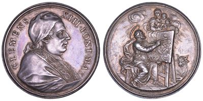 Clemente XIII (Carlo Rezzonico), Medaglia in argento, 1758-1769, Premio Accademia di San Luca
