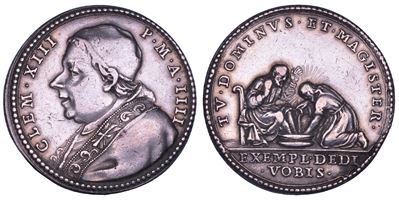 Clemente XIII (Carlo Rezzonico), Medaglia in argento, Lavanda dei Piedi del Giovedì Santo, 1762