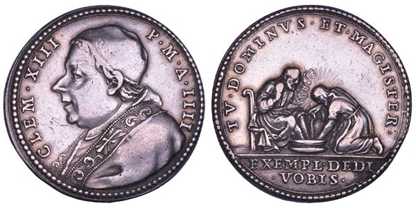 STATO PONTIFICIO. CLEMENTE XIII (Carlo Rezzonico), 1758-1769. Medaglia in argento A. IIII/(1762). Lavanda dei Piedi del Giovedì Santo.