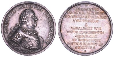 August Georg Simpert, Medaglia in argento 1770. Elezione del margravio Bernardo II a patrono nazi...
