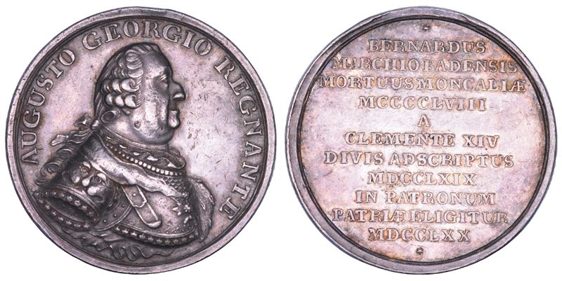 GERMANIA. BADEN. AUGUST GEORG SIMPERT, 1761-1771. Medaglia in argento 1770.  Elezione del margravio Bernardo II a patrono nazionale.  - Auction Numismatics - Cambi Casa d'Aste