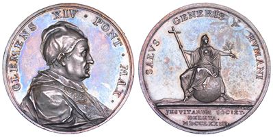 Clemente XIV (Gian Vincenzo Antonio Ganganelli), Medaglia in argento, 1773, Cacciata dei Gesuiti
