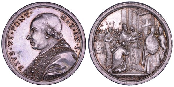 STATO PONTIFICIO. PIO VI (Giannangelo Braschi), 1775-1799. Medaglia annuale in argento 1775/(A.I). Anno Giubilare.
