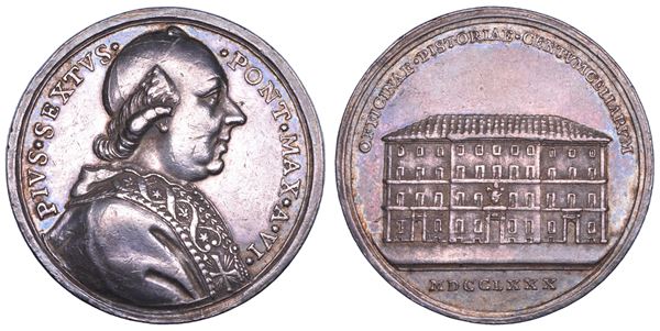STATO PONTIFICIO. PIO VI (Giannangelo Braschi), 1775-1799. Medaglia annuale in argento 1780/A. VI. Il nuovo panificio di Civitavecchia.