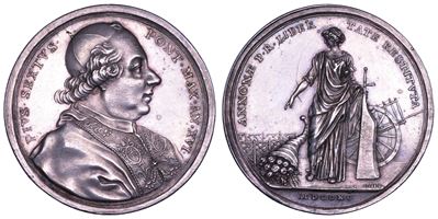 PIUS VI, Medaglia annuale in argento 1790/A. XVI. L'abolizione delle leggi Annonarie