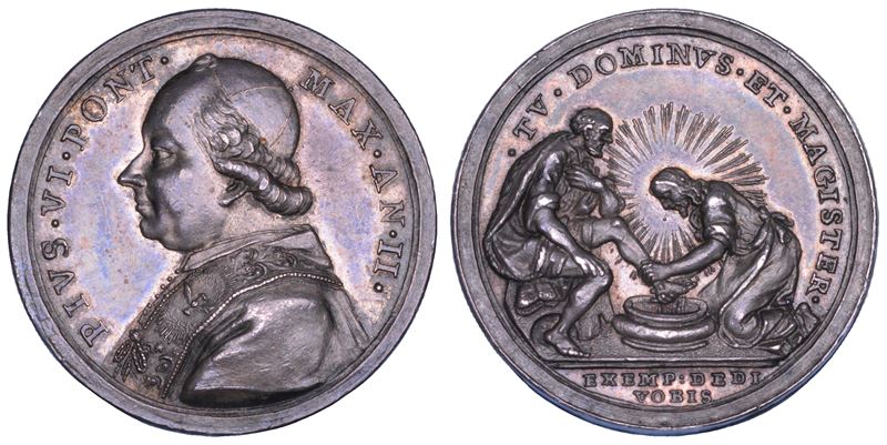 STATO PONTIFICIO. PIO VI (Giannangelo Braschi), 1775-1799. Medaglia in argento (1776)/A. II. Lavanda dei piedi del Giovedì Santo.  - Asta Numismatica - Cambi Casa d'Aste