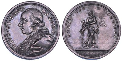 Medaglia annuale in argento, Stato Pontificio, Pio VI, 1775