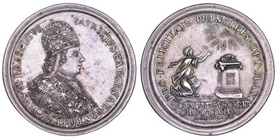 Giovanni Zanobio Weber, Medaglia in argento commemorativa di Pio VI (1775) - Elevazione al Pontif...