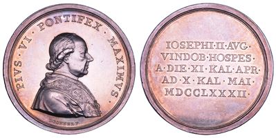 PIO VI, Medaglia in argento commemorativa del viaggio a Vienna, 1782