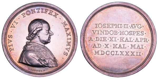 STATO PONTIFICIO. PIO VI (Giannangelo Braschi di Cesena), 1775-1799. Medaglia in argento 1782 (A. VIII). Viaggio a Vienna.
