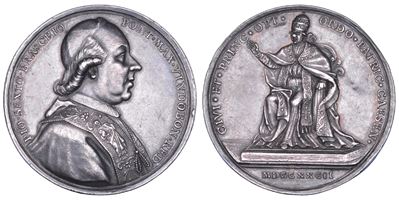 PIO VI (Giannangelo Braschi di Cesena), Medaglia in argento, Ritorno dal viaggio a Vienna, 1782