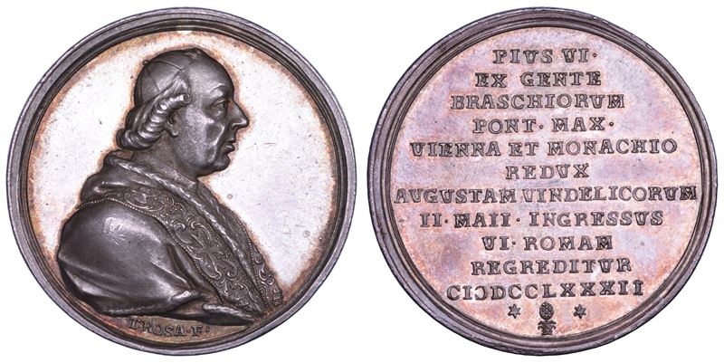STATO PONTIFICIO. PIO VI (Giannangelo Braschi di Cesena), 1775-1799. Medaglia in argento 1782 (A. VIII).  - Asta Numismatica - Cambi Casa d'Aste