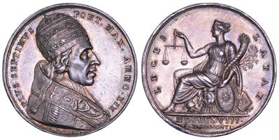 PIO VII, Medaglia annuale in argento 1818/A.XIX