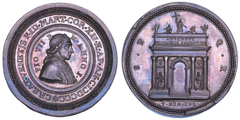 STATO PONTIFICIO. PIO VII (Barnaba Chiaramonti), 1800-1823. Medaglia in argento 1800/A.I. Ingresso del Papa a Roma.  - Asta Numismatica - Cambi Casa d'Aste