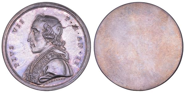 STATO PONTIFICIO. PIO VII (Barnaba Chiaramonti), 1800-1823. Medaglia uniface in argento (1801/A. II). Possesso del Laterano.